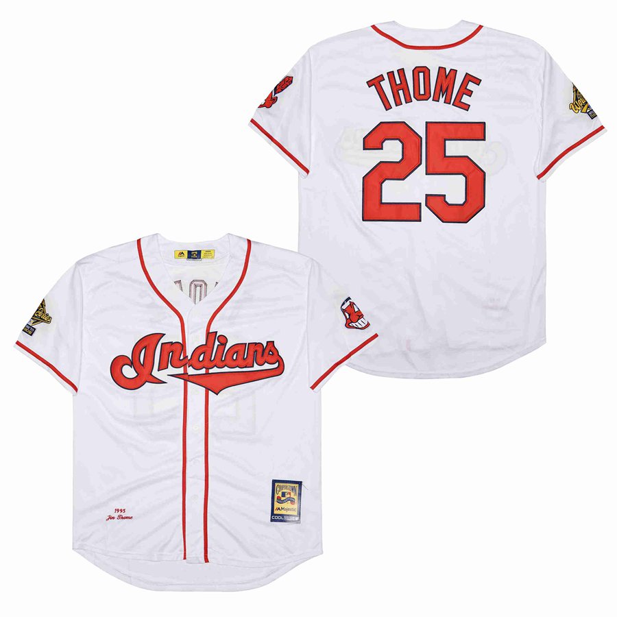 Men Cleveland Indians #25 Thome white 1995 MLB Jerseys->cleveland indians->MLB Jersey